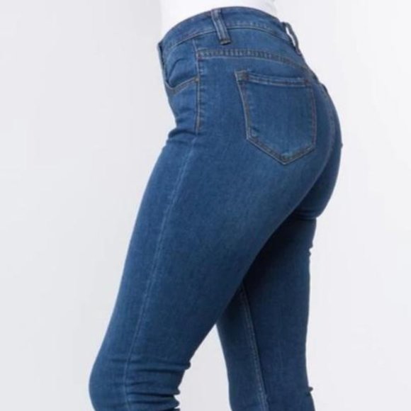 MEDIUM BLUE WASH SKINNY JEANS - Picture 2 of 4